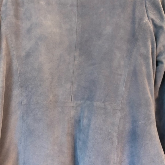 Periwinkle Blue Suede Princess-Seamed Jacket - Picture 2 of 6